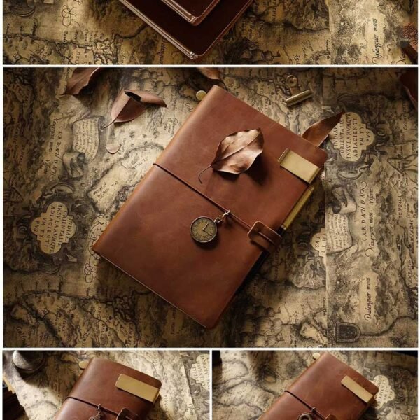 Caderno Diário de Viagem Capa em Couro A5 - Linora