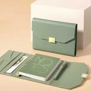 Caderno Diário Retrô Argolado Capa em Couro A6 - Linora