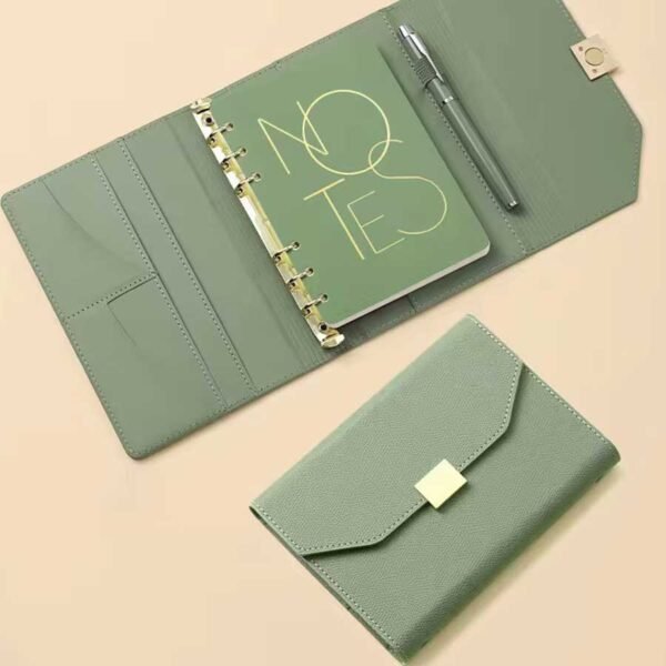 Caderno Diário Retrô Argolado Capa em Couro A6 - Linora