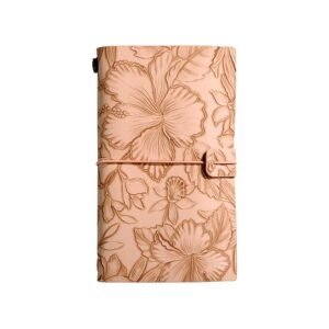 Caderno Diário de Anotações Capa Couro Floral A6