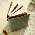 Caderno Diário de Anotações Capa Couro Floral A6