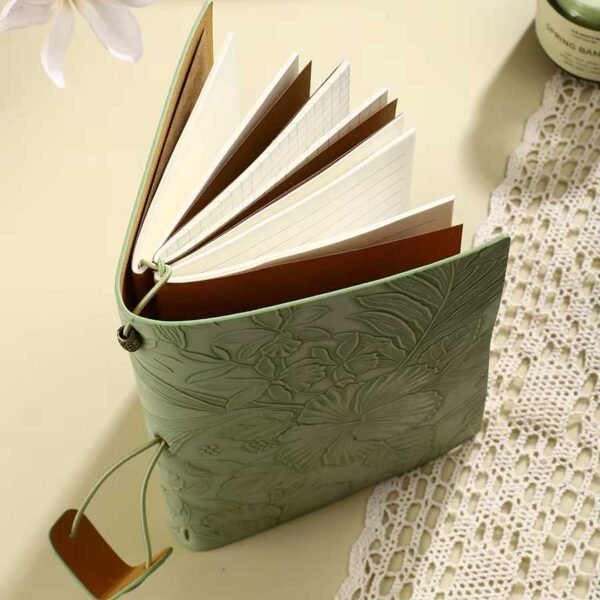 Caderno Diário de Anotações Capa Couro Floral A6