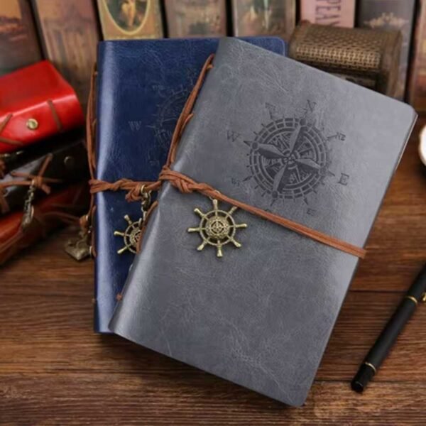 Caderno de Anotações Argolado Capa Couro Retrô Viagem A5 - Linora