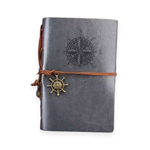 Caderno de Anotações Argolado Capa Couro Retrô Viagem A5 - Linora