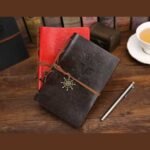 Caderno de Anotações Argolado Capa Couro Retrô Viagem A5 - Linora