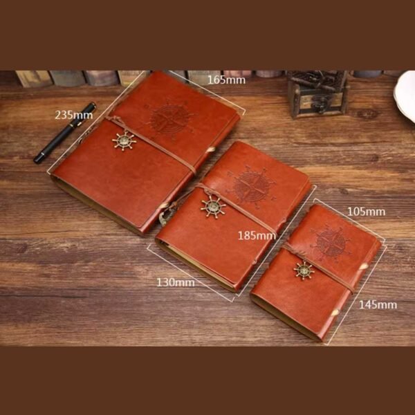 Caderno de Anotações Argolado Capa Couro Retrô Viagem A5 - Linora