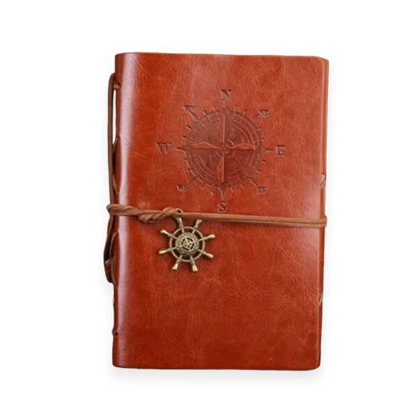 Caderno de Anotações Argolado Capa Couro Retrô Viagem A5 - Linora