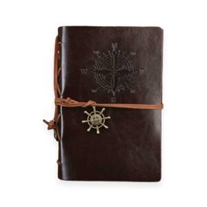 Caderno de Anotações Argolado Capa Couro Retrô Viagem A5 - Linora