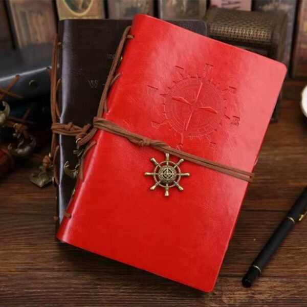 Caderno de Anotações Argolado Capa Couro Retrô Viagem A5 - Linora