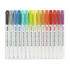 Canetas Marcadoras Ponta Dupla Kit c/ 15 un - Linora