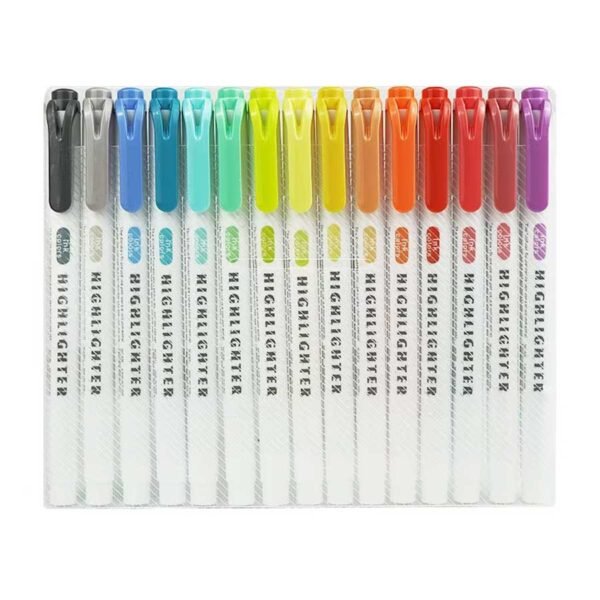 Canetas Marcadoras Ponta Dupla Kit c/ 15 un - Linora