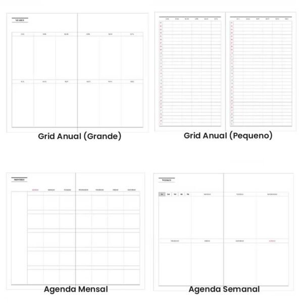 Planner Semanal não Datado Capa em Couro A6 - Linora