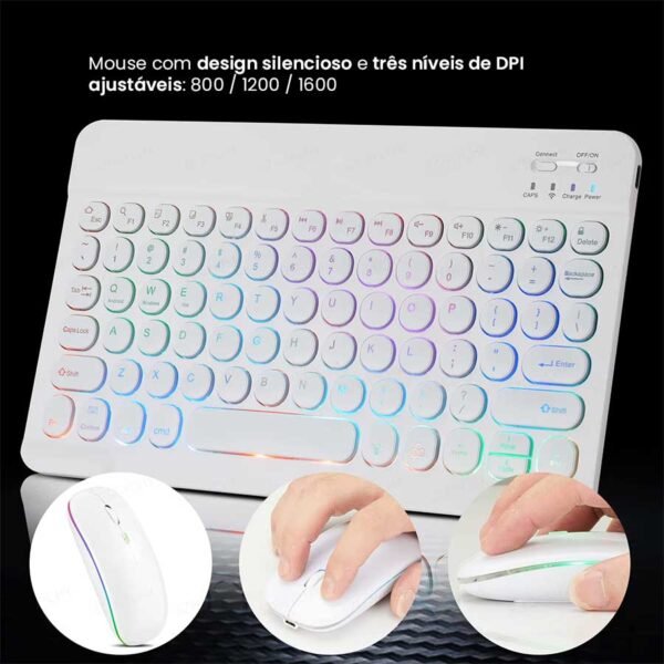 Mini Teclado e Mouse Bluetooth Magic Universal - Linora