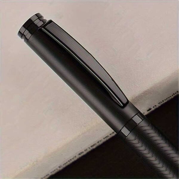 Caneta Esferográfica Luxo Preta Metal Premium com Fechamento Giratório - Linora